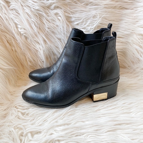 Marc Fisher Shoes - Marc Fisher Black Chelsea Boos w/ Gold Accent Heel